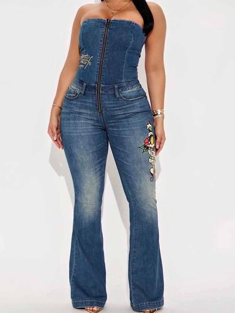 Earl Jean Don’t Hardly Designs denim jumpsuit Denim Jumpsuit Blue 1X